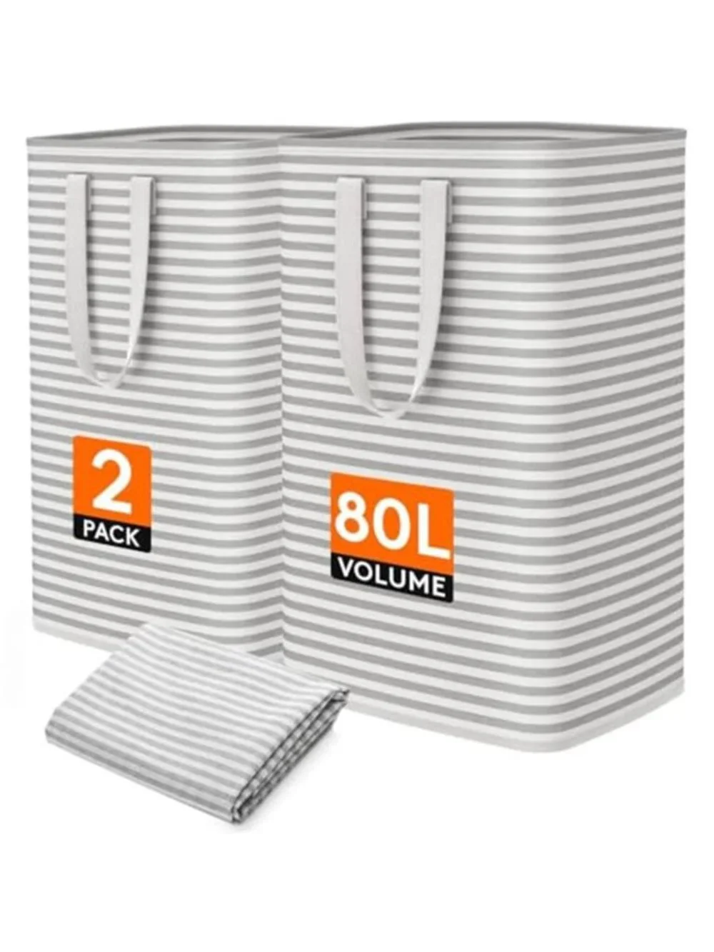 2 Pack Laundry Basket 80L Each, Collapsible Clothes Hamper